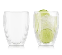 Set 2 Verres BODUM - PAVINA Double Paroi, Striés, 32 Cl, Transparent -Delonghial Magasin 32 b