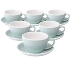 6 Tasses Café Latte Et Sous-tasses Egg 30cl River Blue - Loveramics