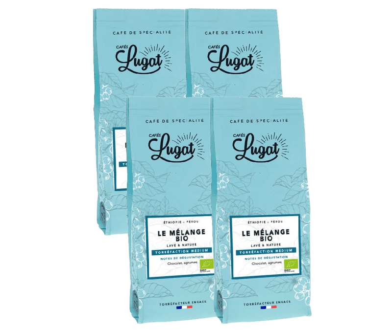 1kg Café En Grain Bio Le Mélange Bio - Cafés Lugat 3 1kg Café En Grain Bio Le Mélange Bio - Cafés Lugat