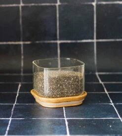 Boîte De Conservation Carrée - PEBBLY - En Verre Et Bambou - 500ml -Delonghial Magasin boite 500ml pebbly lifestyle