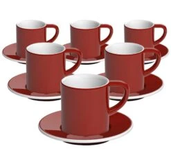 6 Tasses Et Sous-tasses Espresso Bond 8 Cl Rouge - Loveramics