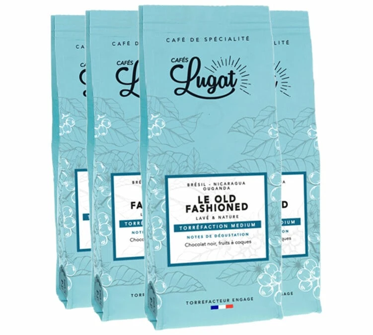 4x250g Café En Grain Le Old Fashioned CAFES LUGAT 3 4x250g Café En Grain Le Old Fashioned CAFES LUGAT