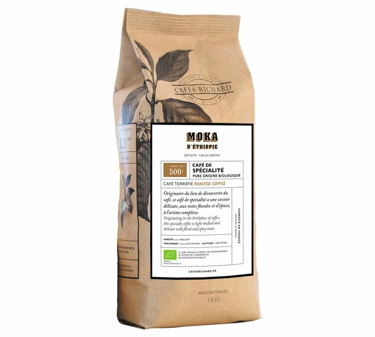 500g Café En Grain Bio Moka D'Ethiopie - CAFES RICHARD 3 500g Café En Grain Bio Moka D'Ethiopie - CAFES RICHARD
