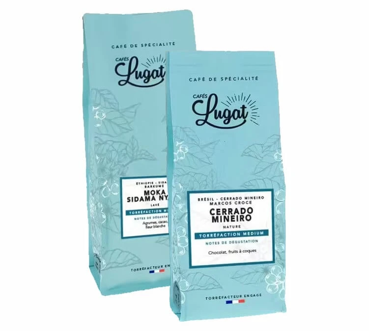 Pack Café En Grains : Brésil - Cerrado Mineiro + Ethiopie - Sidama Nyala - 2x1kg - Cafés Lugat 3 Pack Café En Grains : Brésil - Cerrado Mineiro + Ethiopie - Sidama Nyala - 2x1kg - Cafés Lugat