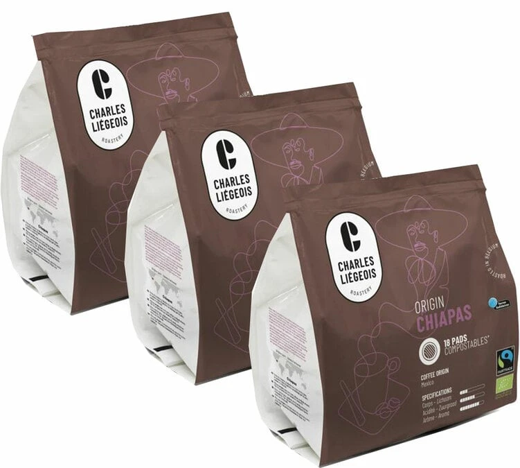 3x18 Dosettes Souples Bio Chiapas Mexico Bio - CHARLES LIEGEOIS 3 3x18 Dosettes Souples Bio Chiapas Mexico Bio - CHARLES LIEGEOIS