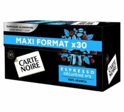 30 Capsules Compatibles Nespresso®- Espresso Décafénié - CARTE NOIRE 19 30 Capsules Compatibles Nespresso®- Espresso Décafénié - CARTE NOIRE -Delonghial Magasin dca x30 side