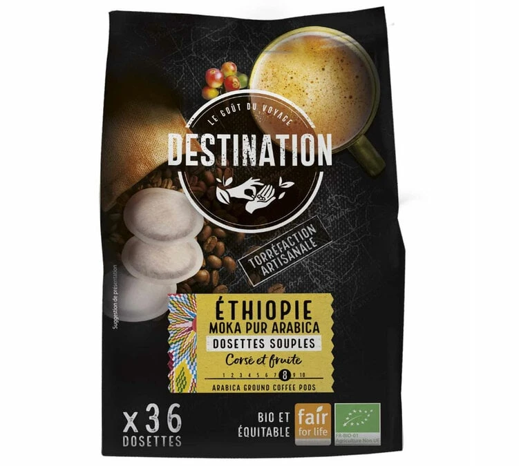 36 Dosettes Souples Moka Ethiopie Bio - DESTINATION 3 36 Dosettes Souples Moka Ethiopie Bio - DESTINATION