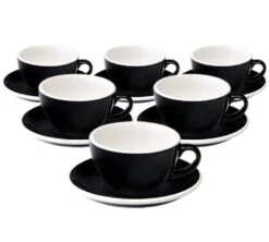 6 Tasses Cappuccino Et Sous-tasses Egg 20 Cl Black - Loveramics