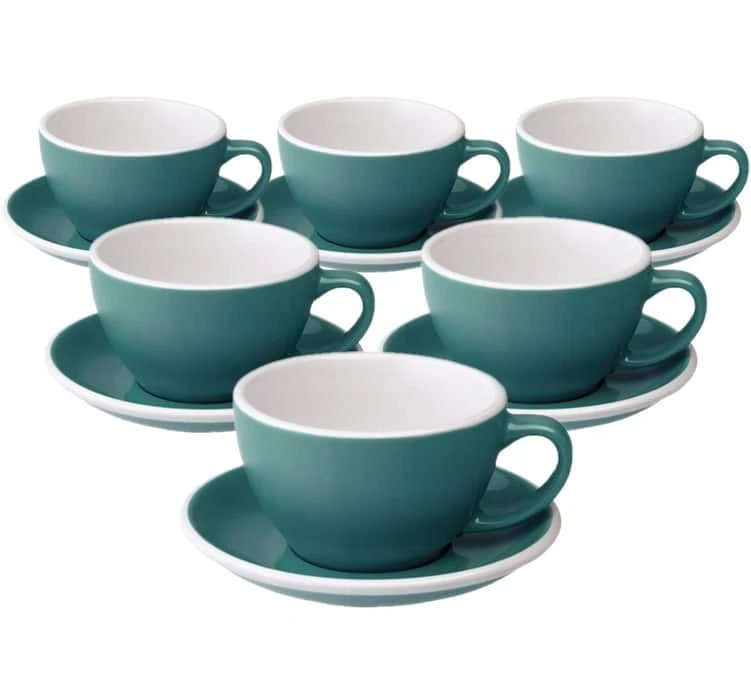 6 Tasses Café Latte Et Sous-tasses Egg 30 Cl Teal - Loveramics 3 6 Tasses Café Latte Et Sous-tasses Egg 30 Cl Teal - Loveramics
