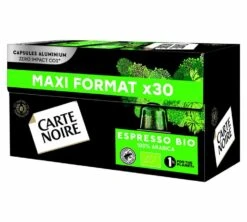 30 Capsules Compatibles Nespresso® - Espresso BIO - CARTE NOIRE -Delonghial Magasin espresso bio x30 side