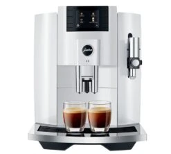 JURA E8 PianoWhite EB Smart Connect Offert Garantie 3 Ans -Delonghial Magasin expresso broyeur jura e8 pianowhite face