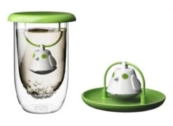 Tasse En Verre 40cl Et Couvercle Infuseur à Thé Birdie Rouge - QDO -Delonghial Magasin infuseur qdovert