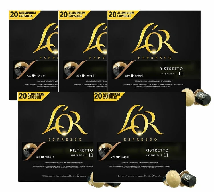 Pack 5 X 20 Capsules Ristretto Compatible Nespresso®- L'OR ESPRESSO 3 Pack 5 X 20 Capsules Ristretto Compatible Nespresso®- L'OR ESPRESSO