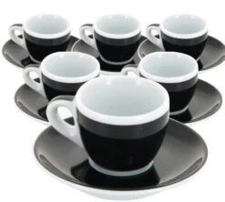 6 Tasses Et Sous-tasses Expresso Verona Noire Millecolori - Ancap
