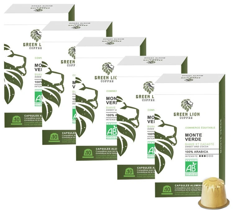 Pack 50 Capsules Bio Monte Verde - Compatible Nespresso® - GREEN LION COFFEE 3 Pack 50 Capsules Bio Monte Verde - Compatible Nespresso® - GREEN LION COFFEE