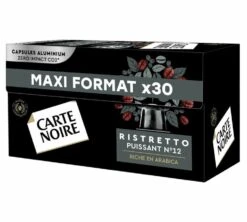 30 Capsules Compatibles Nespresso® - Ristretto Puissant N°12 - CARTE NOIRE -Delonghial Magasin n12 x30 side
