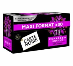 30 Capsules Alu Compatibles Nespresso® - Espresso Intense N°9 - CARTE NOIRE -Delonghial Magasin n9 30 side