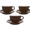 3 Tasses Et Sous Tasses Latte Bowl 19 Cl Marron - ORIGAMI