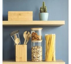 Boîte De Conservation Carrée - En Verre Et Bambou 1.4L - PEBBLY -Delonghial Magasin pebblboite2