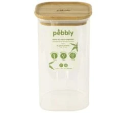 Boîte De Conservation Carrée - En Verre Et Bambou 1.4L - PEBBLY