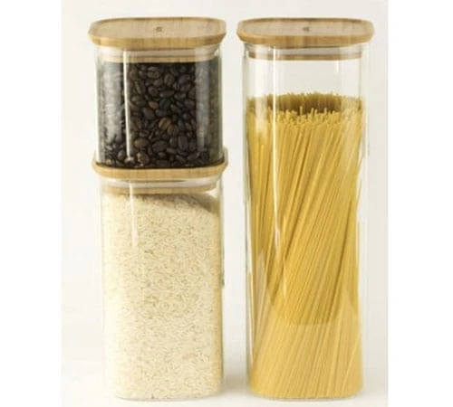 Boîte De Conservation Carrée - En Verre Et Bambou 2.2L - PEBBLY 4 Boîte De Conservation Carrée - En Verre Et Bambou 2.2L - PEBBLY – Image 2