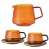 Carafe + Lot De 2 Tasses Et Sous Tasses - KINTO - 27 Cl Ambre -Delonghial Magasin pichet et tassesx2 1