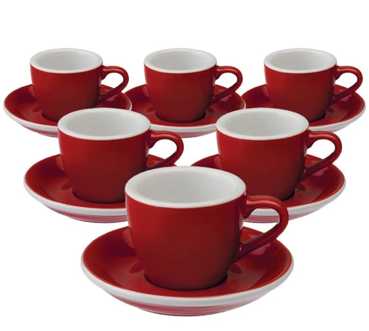Tasses - LOVERAMICS - Espresso Et Sous-tasses Egg Rouge 8 Cl X6 3 Tasses - LOVERAMICS - Espresso Et Sous-tasses Egg Rouge 8 Cl X6