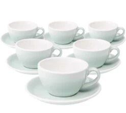 6 Tasses Cappuccino Et Sous-tasses Egg 20 Cl River Blue - Loveramics