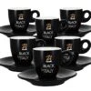 6 Tasses Et Sous-tasses Black Of Italy 7cl - Zicaffè -Delonghial Magasin tasse noir zicafe