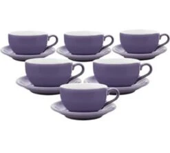 Tasses - ORIGAMI - Tasses Et Sous Tasses Latte Bowl Violet 25cl X6
