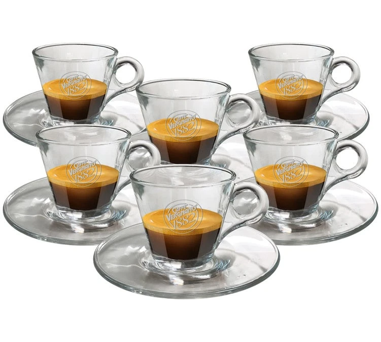 Caffè Vergnano Tasses - CAFFE VERGNANO - Tasses Et Sous-tasses En Verre 5cl X6 3 Caffè Vergnano Tasses - CAFFE VERGNANO - Tasses Et Sous-tasses En Verre 5cl X6